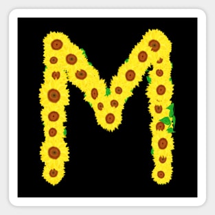 Sunflowers Initial Letter M (Black Background) Magnet